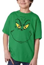 Polera Infantil Unisex Grinch Cara Navidad Algodon Estampado