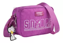 Bolsa Jovem Feminina Nylon Snoopy Lilás Desenho Do Tecido Liso