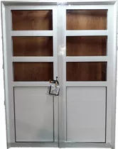 Puerta Doble Aluminio 140x200 Vid Repartido Horizontal