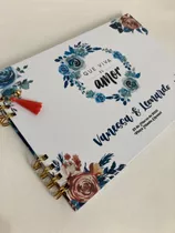 Libro De Firmas/ Recuerdos Matrimonio Flores Azul Y Rojo