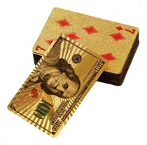 Baralho Dourado Ouro 24k Folheado  Dolar Truco Cartas