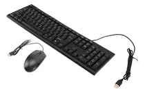 Kit Teclado E Mouse Basico Com Fio Usb Silencioso Preto Pc