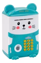 Alcancía Gato Ahorro Automática Contraseña Sonido Y Huella Color Gato Azul Animales