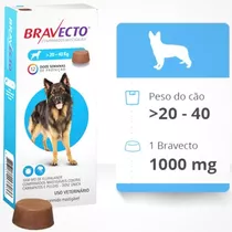 Antipulga Carrapato Bravecto Cães De 20 A 40 Kg Original