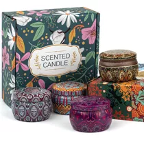 Set De Regalo 4 Velas De Soya Aromatizadas Para Aromaterapia