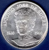 75 Bolívares De Plata De 1980 150 Años De La Muerte De Sucre