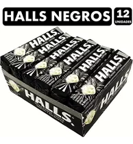 Halls Negra Extra Fuerte Cont. 12 Paquetes