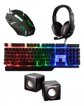 Kit Gamer Teclado Mouse Headset Semi Mecânico P/ Pc Notebook