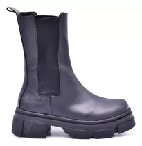 Botas De Mujer Cuero Vacuno Plataforma 5cm Caña Alta Scarpy