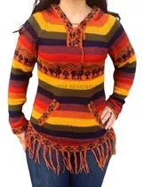 Sweater Pullover Shakira Lana Alpaca Llama Con Flecos