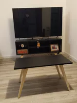 Rack Para Tv 55  Y Mesa Ratona Estilo Nórdico Negro Armado 