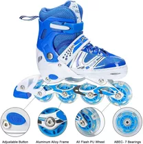 Patines Lineales Ajustable D Niño + Kit De Protección 2 En 1