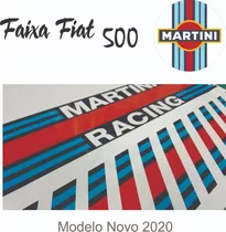  Adesivo Faixa Lateral Fiat 500 Martini Racing  02 Pcs+ Capo