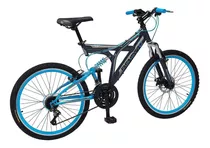 Mountain Bike Masculina Benotto Montaña Rush R24 Único 21v Freno V-brakes Cambios Sunrace Color Gris Oscuro/azul Con Pie De Apoyo