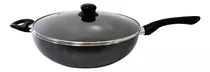 Sarten Wok Con Tapa Cuori W-cuori-30 30 Cm Antiadherente Color Negro