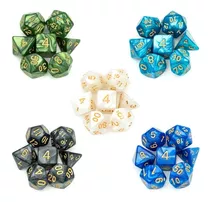 Conjunto Com 07 Dados Rpg Perolado D4 D6 D8 D10 D10% D12 D20