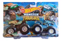 Hot Wheels Monster Truck Super Kit Com 2 Carros Em Metal 4 +