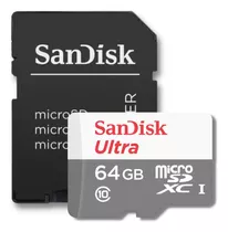 Cartão De Memória 64gb Ultra Sandisk Com Adaptador Canon T7