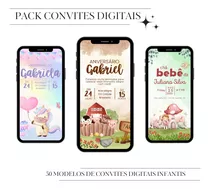 Pack Canva Convites Digitais Infantis Editáveis 50 Artes