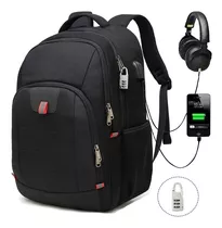 Mochila Para Portátil De Viaje Y Escuela  Antirrobo Usb 