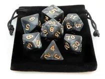 Kit 7 Dados Rpg De Mesa D&d + Bolsa - Várias Cores E Modelos