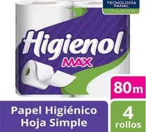 Papel Higiénico Higienol Max Con Aloe X 4 Unid De 80 Mt