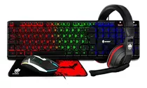 Kit Gamer Teclado Mouse 1600dpi Headset Mousepad Eg54 Evolut