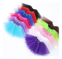 Saia De Tule Adulto Tutu Com Brilho Glitter Carnaval 40 Cm 