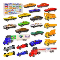 Kit 25 Com Carrinhos De Metal Carro Brinquedo Miniaturas