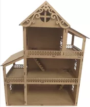 Casa Casinha De Boneca Polly / Lol 60cm Mdf Crú Montada