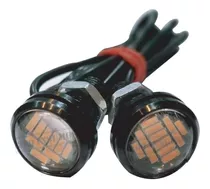 2 X Led Ojo De Aguila Luz 23mm 12v Aluminio Negro Luz Ambar