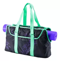 Bolso Deportivo Mujer Porta Mat Colchoneta Para Yoga Reebok Color Verde Agua Semi Estampado