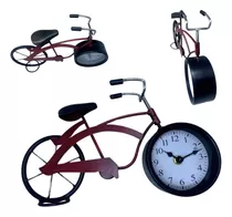 Relógio Bicicleta Antiga De Metal Enteite Decorativo De Mesa