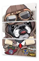 Cuadro Trip 80x120 Bulldog Piloto Perro Vestido Aviador