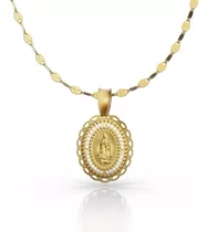 Medalla Virgen De Guadalupe Cadena 50cm De Oro 10k Italiano