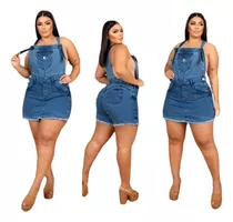 Jardineira Short Saia Jeans Feminino Plus Size Essência Luxe