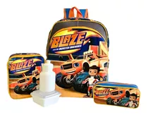 Kit Mochila Menino Blaze Monster Machine Carro Costas F5 M