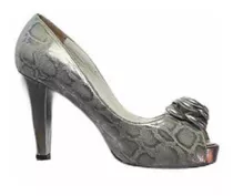 Zapatos Stiletto London Silver Boa Plateados Luciano Marra