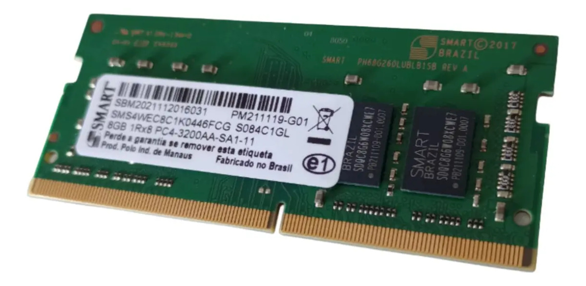 Memoria Notebook Ddr4 8gb 3200mhz Pc4 3200aa 1rx8 1 2v Smart