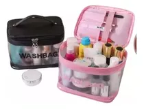 Bolso Cosmetiquera Impermeable Maquillaje Wash Bag Baul Color Rosa Diseño De La Tela Liso