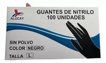 Guantes  De Nitrilo Negros  Alucay Talla L De 100 Und