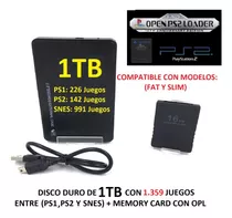 Memory Card Opl+disco Duro 1tb Ps2 Fat/slim Con 1.359 Juegos