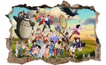 Vinilos Efecto 3d Pared Rota Anime Studio Ghibli - 1mx60cm