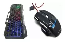 Kit Teclado Mouse X7 Luminado Gamer Semi Mecânico Led Abnt 