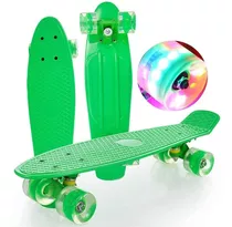 Tabla Patineta Skate Long Board Luz Led 56cm Verde Penny