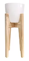 Porta Maceta Pie De Madera Nordica 48 Cm  + Maceta Premium