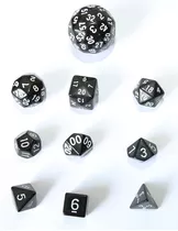 Conjunto De 10 Dados Rpg Liso Preto