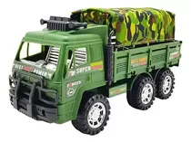 Brinquedo Caminhão Fricção Militar Super Carga Pesada Lonado