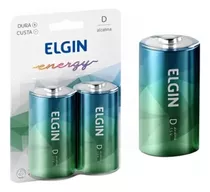 2 Pilhas Bateria D Grande Alcalina Energy - Elgin  Lr20