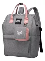 Mochila Cartera Mujer Everlast Con Monedero Apta Laptop 15,6 Color Gris Diseño De La Tela Impermeable